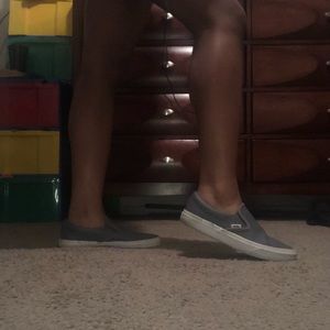 Grey Leather Slip on Vans
